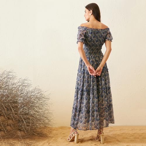 Rare Women Casual Blue Colour Maxi Floral Dress (EP7546D_Blue_XS) - Image 4
