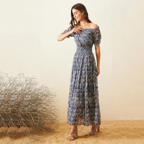 Rare Women Casual Blue Colour Maxi Floral Dress (EP7546D_Blue_XS) - Image 2