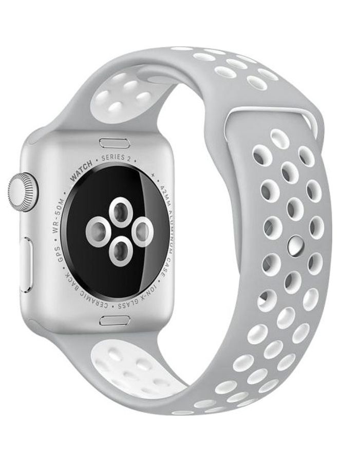 NIBEMINENT Replacement Band for Apple Watch Series 1/2/3/4/5/6/SE 38/40mm Grey/White - Image 1