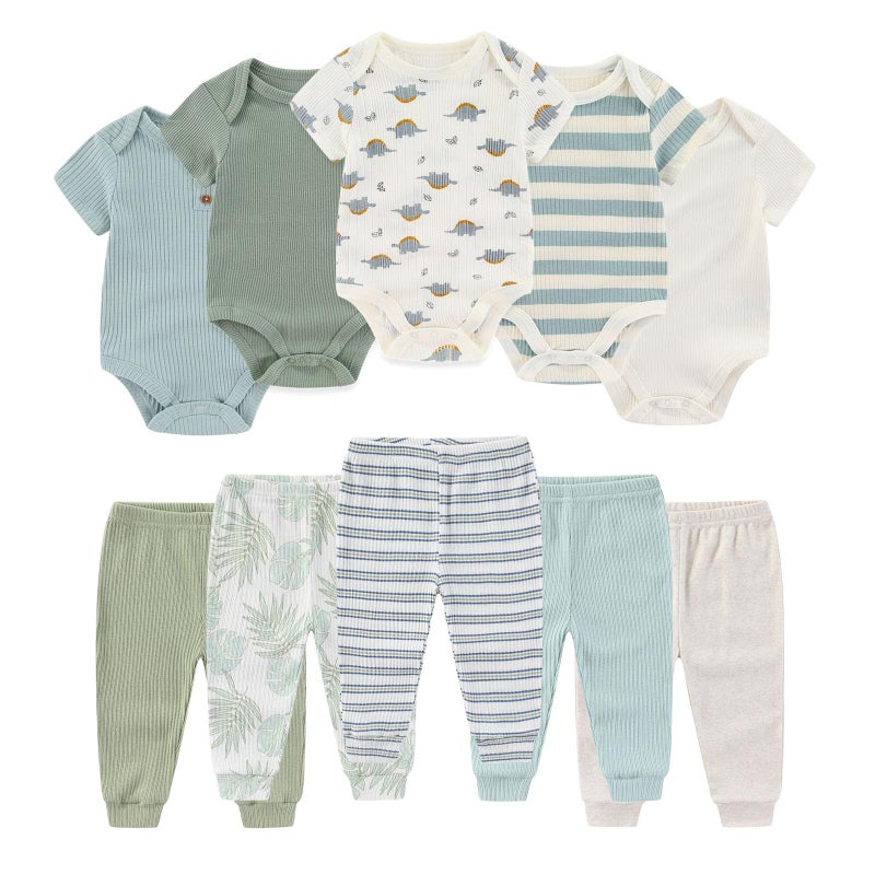 Ruliby Baby Boy Bodysuit and Pant Set Summer Soft Newborn Clothes Outfits 912 month - Image 2
