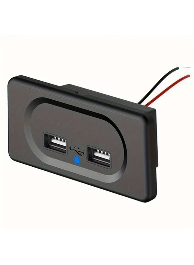 Dual USB Fast Charger Socket 12V 3 1A Black Power Outlet Panel For Car Motorcycle RV - Image 1