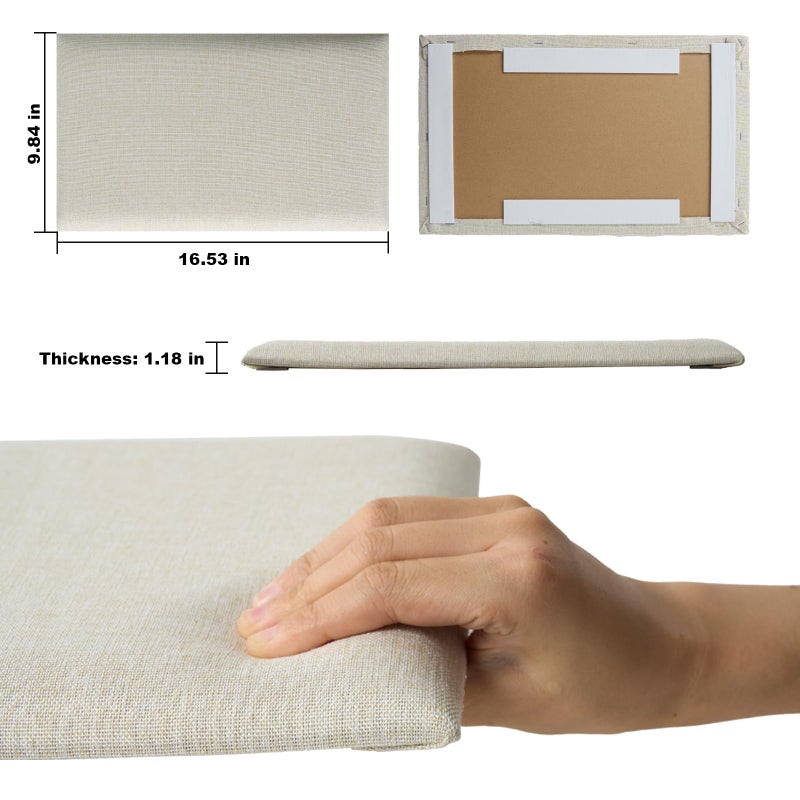 CvoMep 4 Piece Linen Fabric Peel and Stick Headboard, Upholstered Wall Mounted Headboard for Twin, 3D Anti-Collision Soundproof Self-Adhesive Wall Panel for Bedroom 16.53" x 9.84" - Image 3