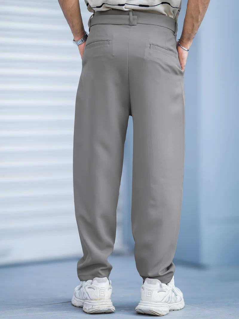Maniac  Maniac Mens Solid Mist Green Woven Fabric Trouser for Men | Best Price UAE