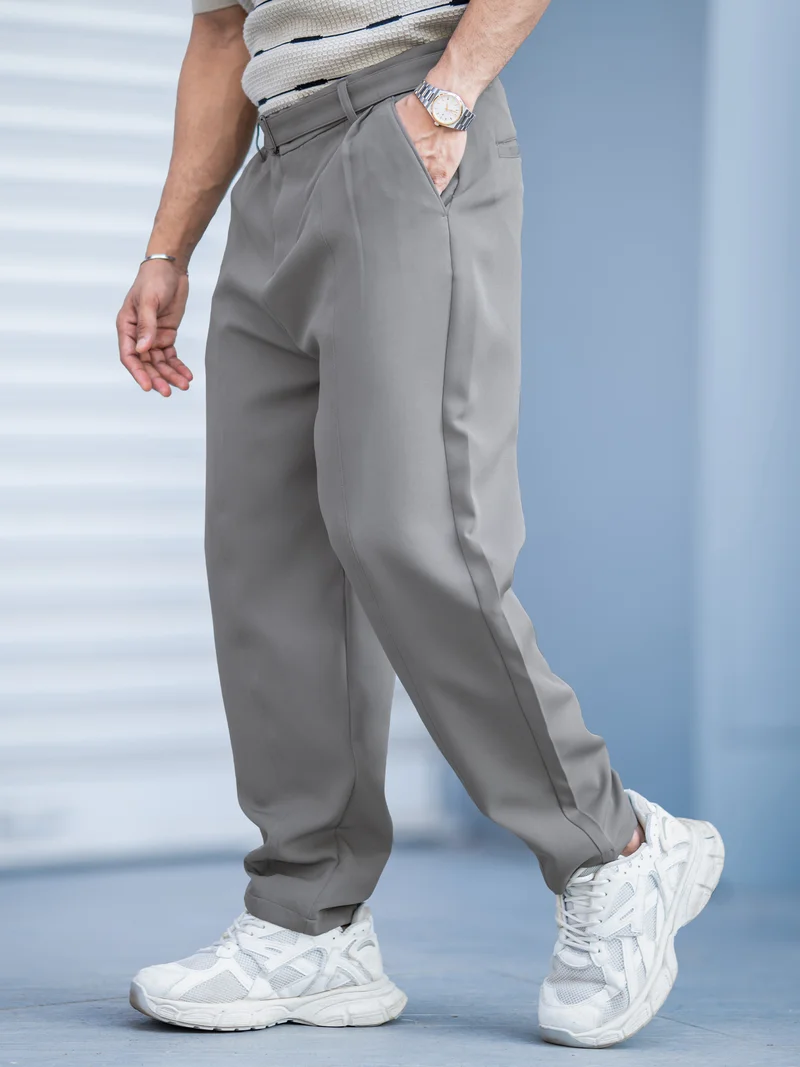 Maniac  Maniac Mens Solid Mist Green Woven Fabric Trouser for Men | Best Price UAE