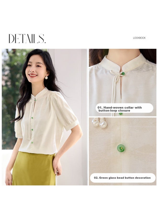 First Application Chushen Summer Short Sleeve Shirt Women'S New Chinese Style National Wind Exquisite Handmade Buttoned Shirt Blouse S52S038 - Image 2