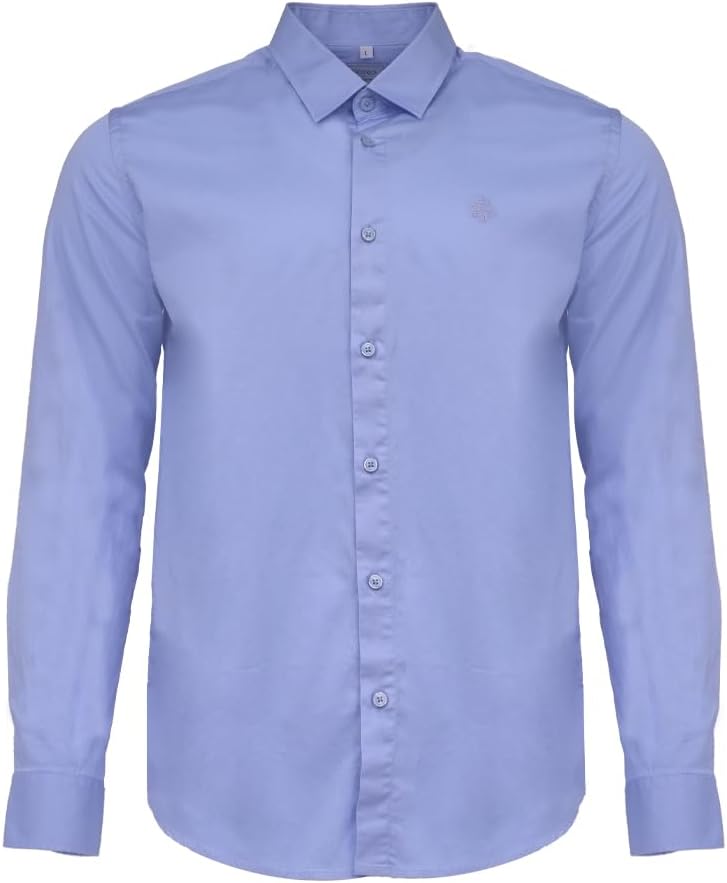 CEDRO قميص قطني أزرق فاتح بأكمام طويلة للرجال من سيدرو - Image 1