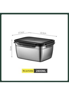 Generic Factory Direct 304 Stainless Steel Fresh-keeping Box Refrigerator Sealed Box Storage Box Fruit And Vegetable Pickle Bucket Lunch Box-Specifications:Rectangular 2800ml  - Image 1