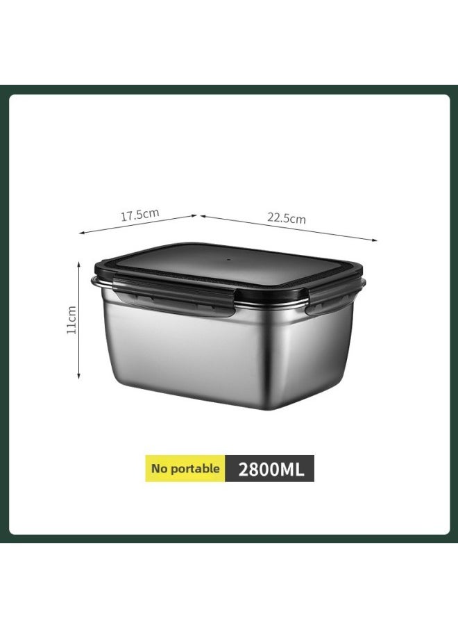 Generic Factory Direct 304 Stainless Steel Fresh-keeping Box Refrigerator Sealed Box Storage Box Fruit And Vegetable Pickle Bucket Lunch Box-Specifications:Rectangular 2800ml  - Image 1