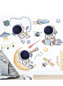 Excefore Astronaut Wall Stickers,  Cartoon Space Cosmic Flying Saucers Decals DIY Removable Large Art Decoration, Peel and Stick, for Boy Kids Nursery Living Room Bedroom Children's  - Image 4
