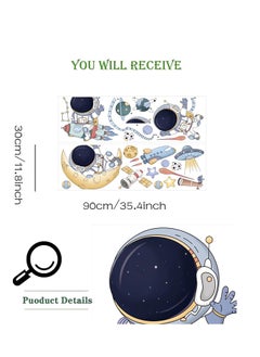 Excefore Astronaut Wall Stickers,  Cartoon Space Cosmic Flying Saucers Decals DIY Removable Large Art Decoration, Peel and Stick, for Boy Kids Nursery Living Room Bedroom Children's  - Image 5