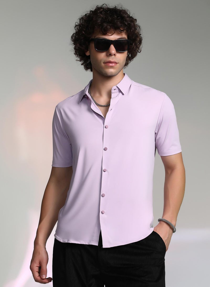 Campus Sutra Men's Lilac  Solid Seamless Shirt - Image 1