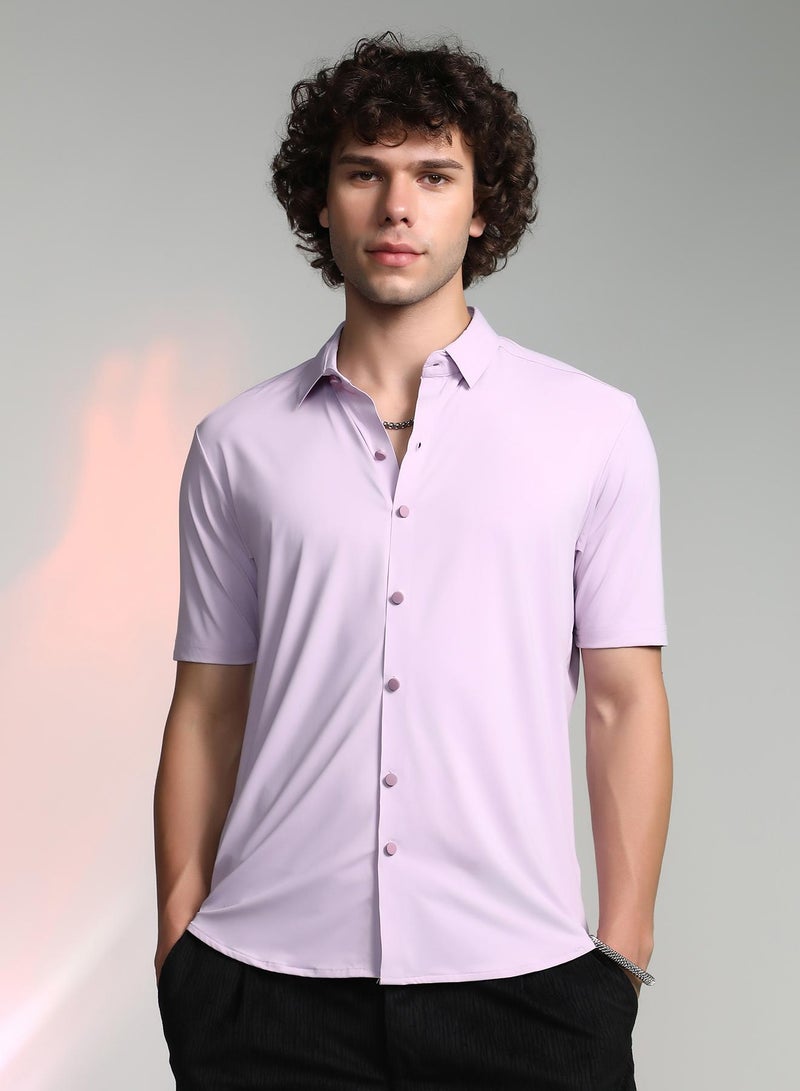 Campus Sutra Men's Lilac  Solid Seamless Shirt - Image 2