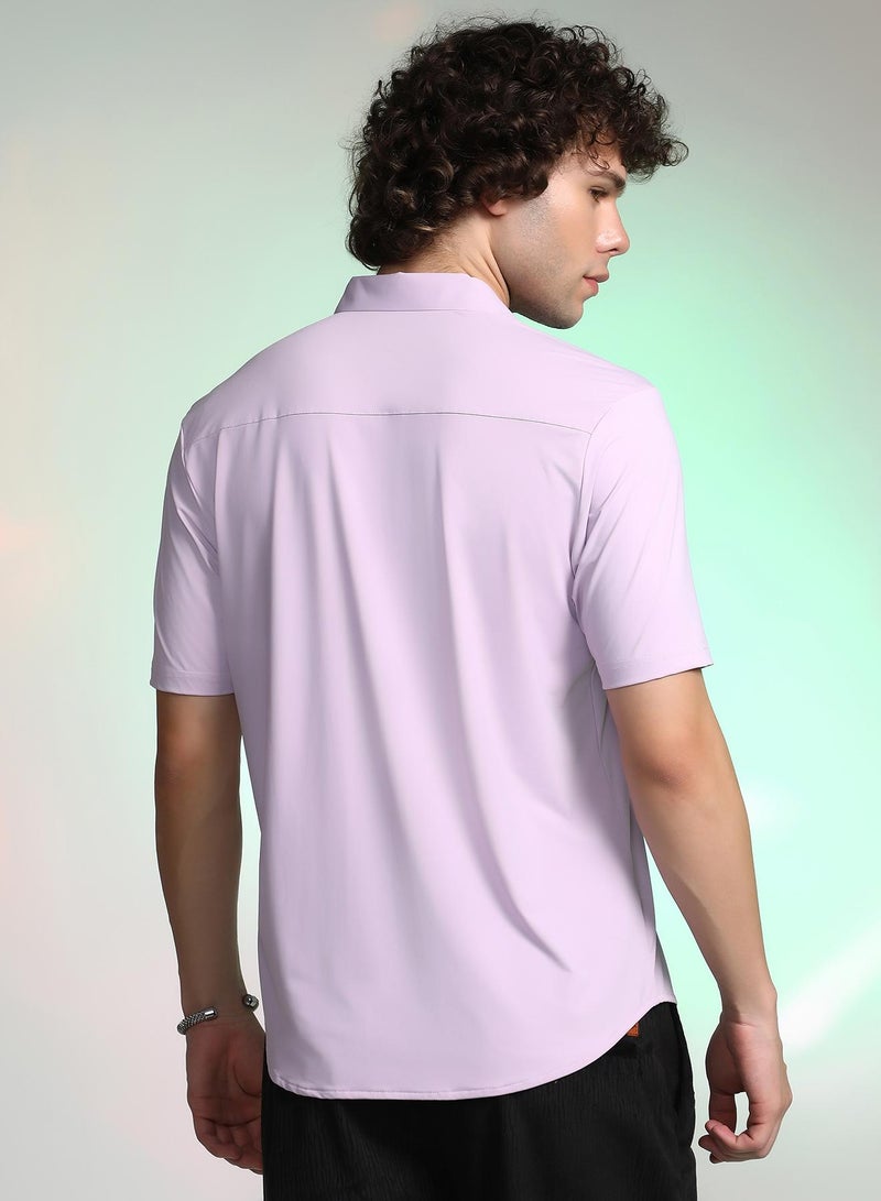 Campus Sutra Men's Lilac  Solid Seamless Shirt - Image 5