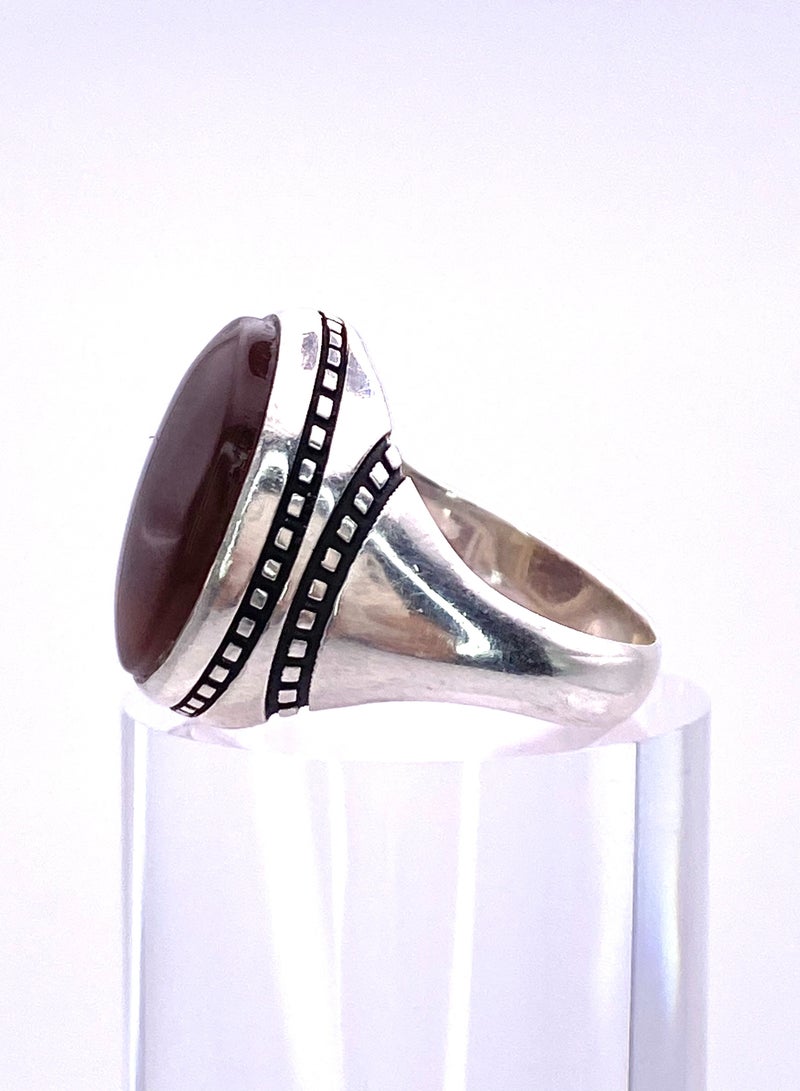 Beauenty Men's Silver Ring Genuine Natural Yemeni Agate 925 Sterling Silver Royal Gemstone New Turkish Crafted Rings Gift, Sterling Silver Suitable for Gifting to Men Luxurious Packaging Luxury Men's Gifts B - Image 2