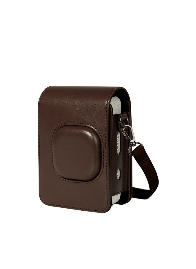 Generic Suitable For Fuji Polaroid Mini Liplay Camera Bag Artistic Fresh Protective Case PU Storage Solid Color Crossbody-Color:Maple Leaf Brown (opp Bag)  - Image 1