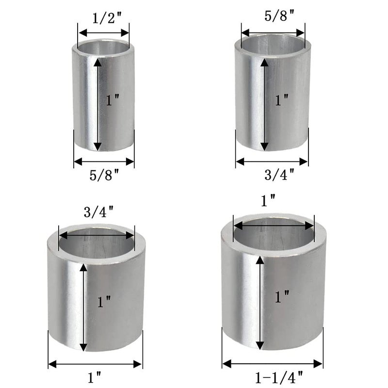 BLSGBUIDING Reducing Bushing Arbor Adapters 1" Thick from 1-1/4" to 1", 3/4", 5/8", 1/2" Arbor Aluminum - S/4 - Image 2