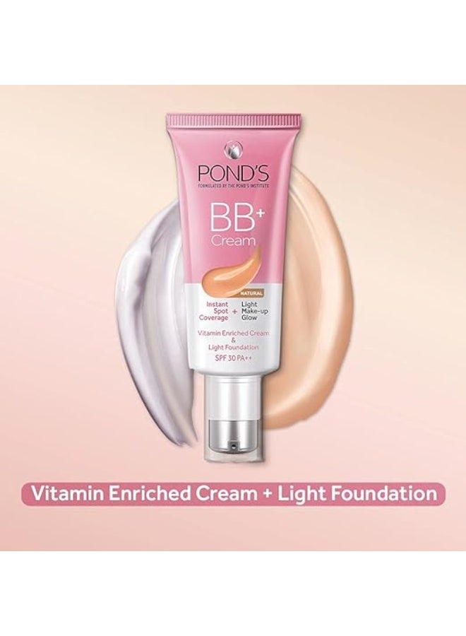 بوندس كريم بوندز بي بي+، تغطية فورية للبقع + إشراقة مكياج خفيفة، طبيعي 30 غرام - Image 4