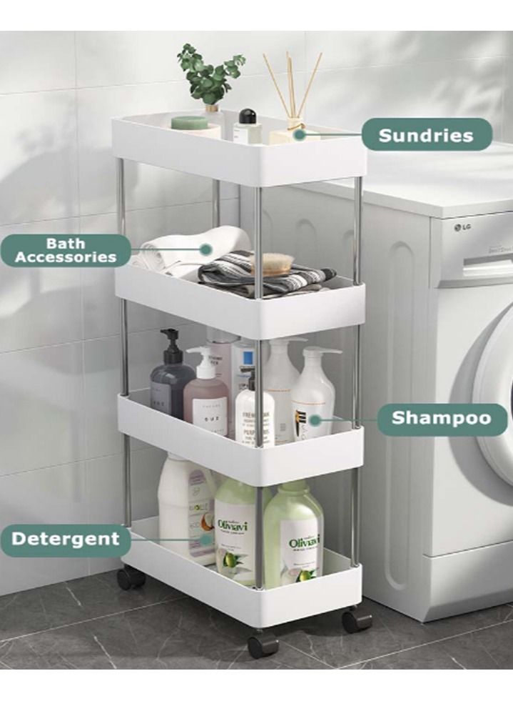 DubaiGallery Kitchen Storage Shelf Refrigerator Side Shelf 4 Layer Removable With Wheels Bathroom Organizer Shelf Gap Holder Bathroom Accessorie - Image 4