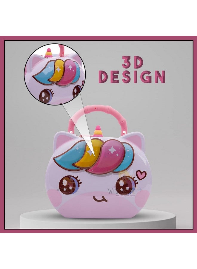 ويش كي صندوق حصالة نقود من WISHKEY بتصميم كرتوني جذاب على شكل وحيد القرن مزود بقفل أمان ومفاتيح للأطفال لتخزين النقود وجمع العملات المعدنية للأولاد والبنات (عبوة من قطعة واحدة، متعدد الألوان) - Image 2