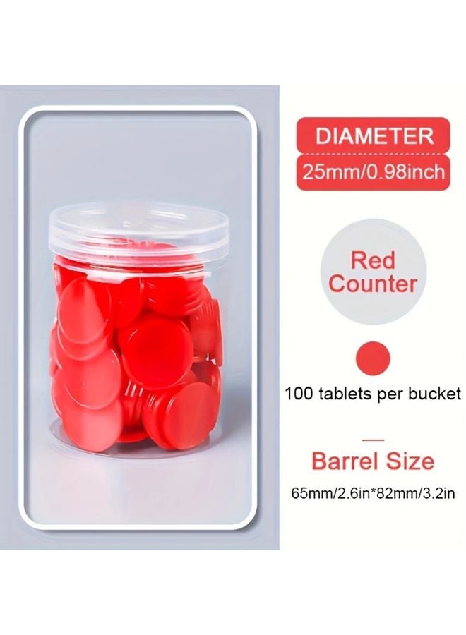 100 قطعة من رقائق العد البلاستيكية الحمراء، وسائل تعليمية للرياضيات لتعلم تفاعلي في العد والفرز - Image 1