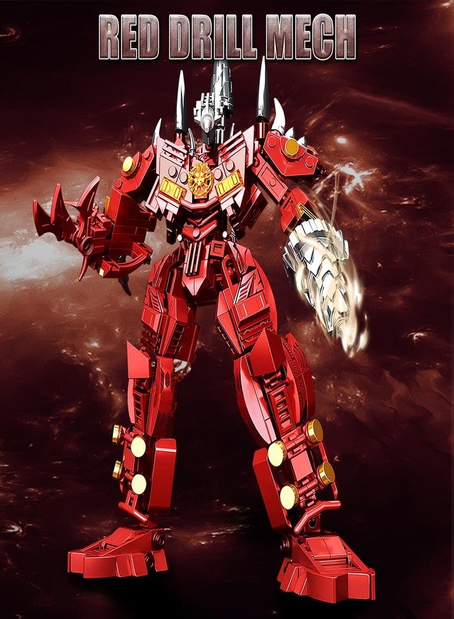 HIGH GODO Drill Mech Robot Transforming Building Blocks Set for Adults,City Warrior Justice Hero Soldier Mech Model Building Kit, Cool Creative Robots Toys Gift for Teens Boys, 437 Pieces - Image 2