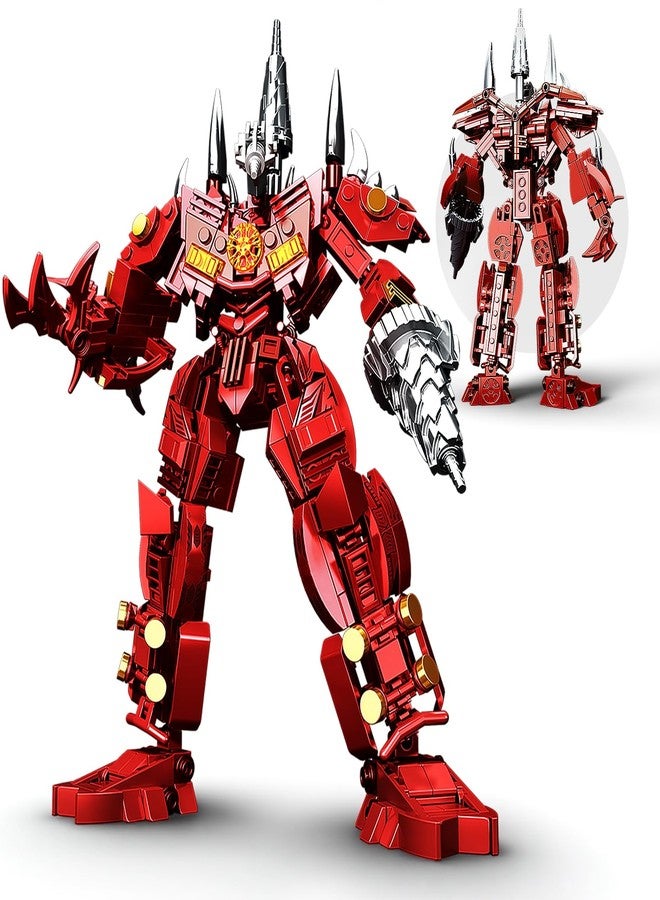 HIGH GODO Drill Mech Robot Transforming Building Blocks Set for Adults,City Warrior Justice Hero Soldier Mech Model Building Kit, Cool Creative Robots Toys Gift for Teens Boys, 437 Pieces - Image 1