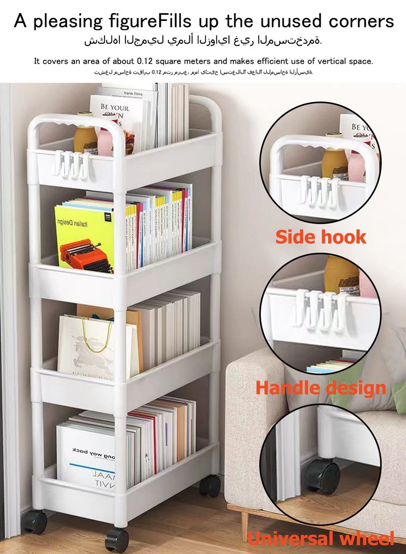 ويمارت أرفف دوارة من 4 طبقات، تخزين منزلي ومنظمات، منظم عربة، أرفف مناسبة للأماكن الضيقة مثل الحمام والمطبخ وغرفة النوم والمكتب وغرفة الغسيل وما إلى ذلك. (أبيض) - Image 5