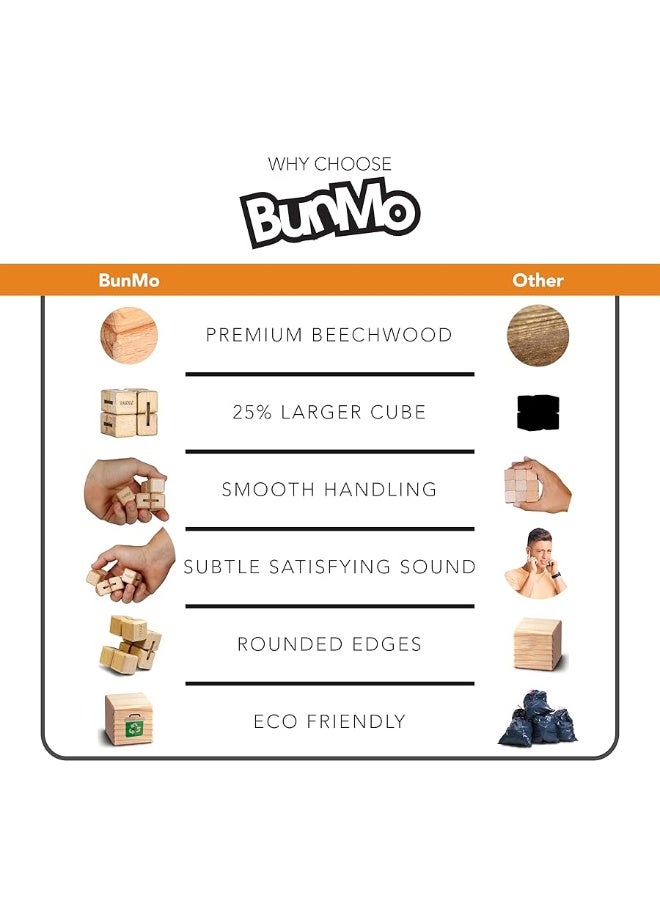 BUNMO Wooden Large Infinity Cube Fidget Toy | Eco-Friendly Beechwood Fidget Cube for Adults | Stimulating & Engaging Fidgets for Adults | Teen Boy Toys | Fidget Toys Adults | Gifts for Teenage Boys - Image 1