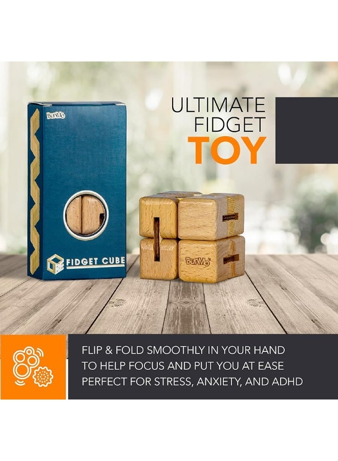BUNMO Wooden Large Infinity Cube Fidget Toy | Eco-Friendly Beechwood Fidget Cube for Adults | Stimulating & Engaging Fidgets for Adults | Teen Boy Toys | Fidget Toys Adults | Gifts for Teenage Boys - Image 2