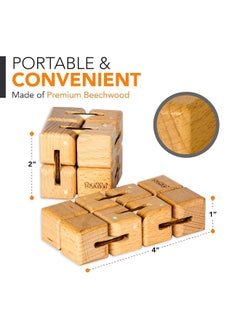 BUNMO BUNMO Wooden Large Infinity Cube Fidget Toy | Eco-Friendly Beechwood Fidget Cube for Adults | Stimulating & Engaging Fidgets for Adults | Teen Boy Toys | Fidget Toys Adults | Gifts for Teenage Boys  - Image 4