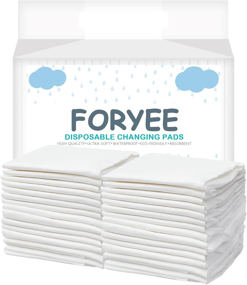 FORYEE Disposable Underpads 17 x 24 Inches (25 Pack) Incontinence Bed Pads Heavy Absorbent Soft Non-Woven Fabric Breathable - White 
