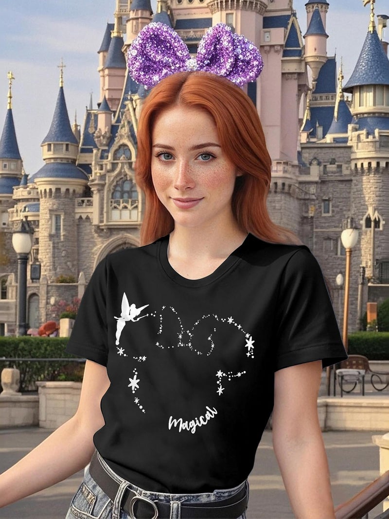 VILOVE Magical Shirt for Women Believe in Magic Shirts Cute Graphic Printed Tee Family Vacation Short Sleeve Tee - Image 5