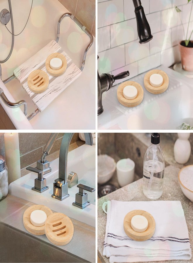 wokelai Bamboo Soap Dish for Bar Soap in Shower 4PCS, Wooden Round Holders Self-Draining Tray for Shampoo Conditioner Bars Holder, Travel Soap Saver Case for Bathroom, Kitchen Sink, Bath Tub, Razor Sponges - Image 5