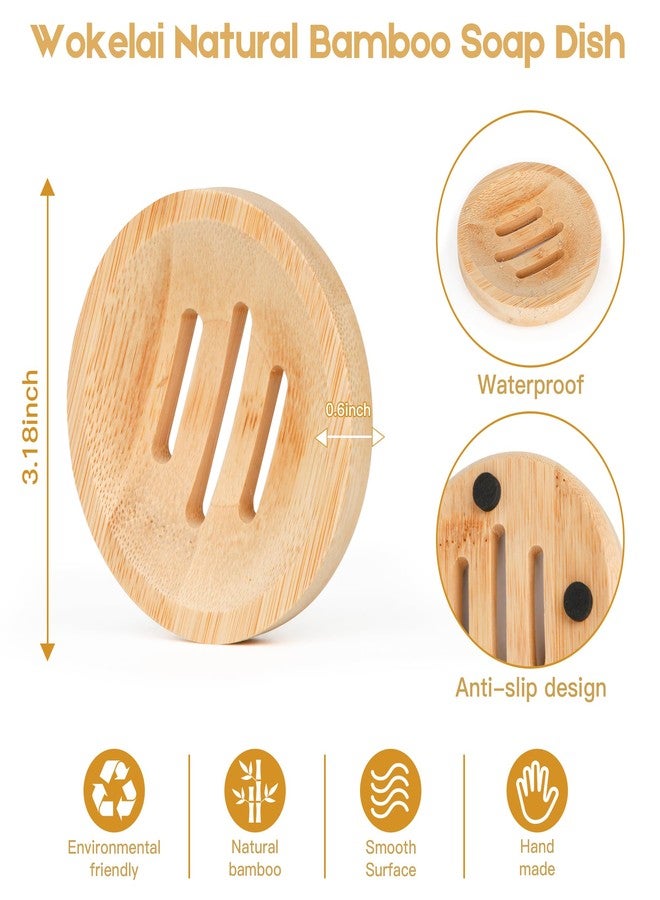 wokelai Bamboo Soap Dish for Bar Soap in Shower 4PCS, Wooden Round Holders Self-Draining Tray for Shampoo Conditioner Bars Holder, Travel Soap Saver Case for Bathroom, Kitchen Sink, Bath Tub, Razor Sponges - Image 2