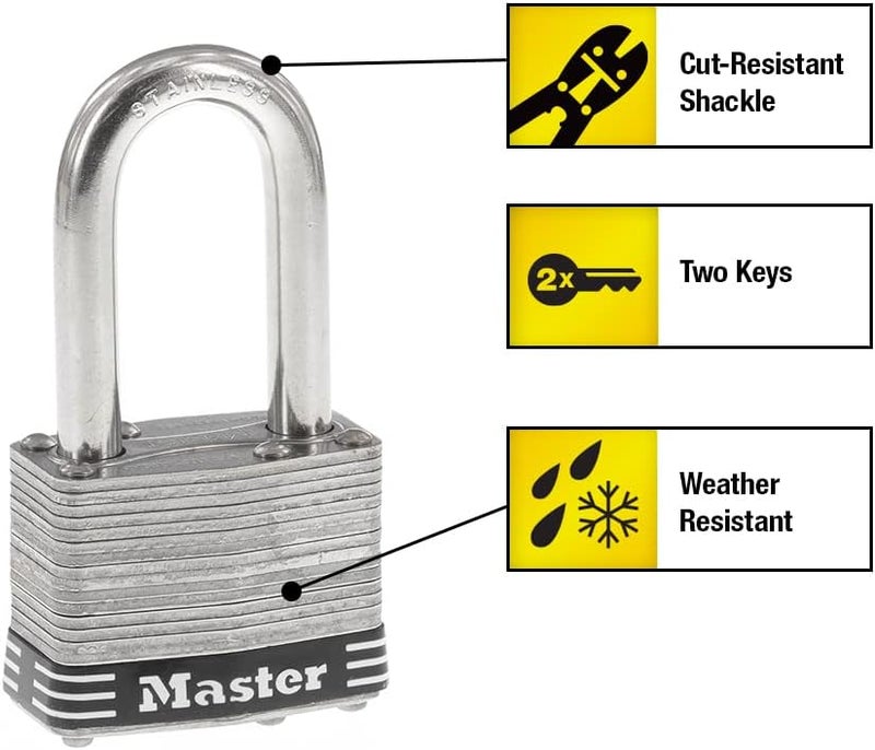 MASTERLOCK CO 1SSKADLFHC Stainless Steel Laminated Padlock, 1-3/4" - Image 1