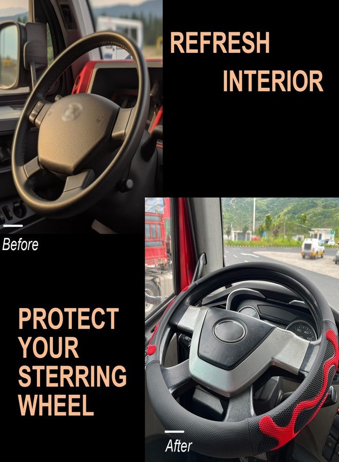 PINCTROT XL Size 17.5-18 Inch Comfy Grip Steering Wheel Cover for Semi Truck, Fits RV, Big Rig Trucker, 18 Wheeler and Classic Cars, Anti-Slip Design 17.5-18 Inch(Silicone Red) - Image 4