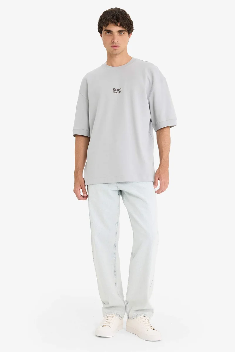DeFacto Loose Fit Crew Neck Printed Short Sleeve T-Shirt