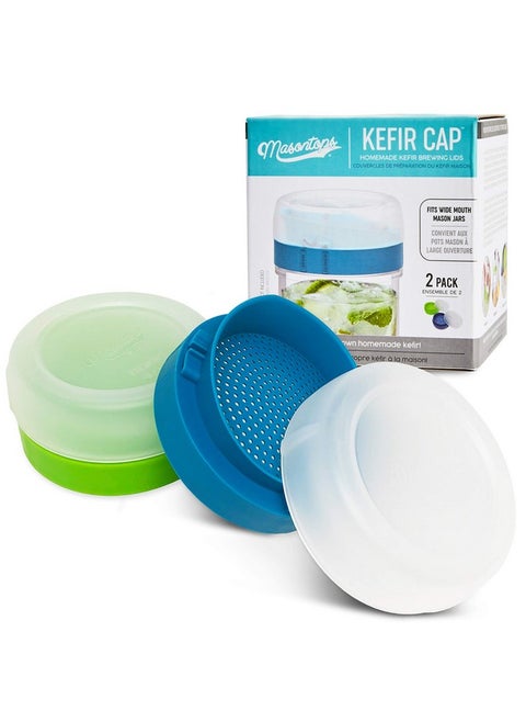 Masontops kefir lid mason jar lids wide mouth mason jar lids living culture grain drainer starter kit for home fermentation 2 packs