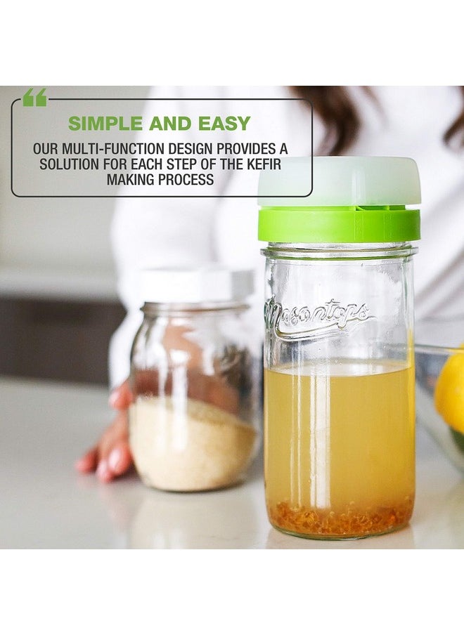 Masontops - Masontops kefir lid mason jar lids wide mouth mason jar lids living culture grain drainer starter kit for home fermentation 2 packs - Image 1