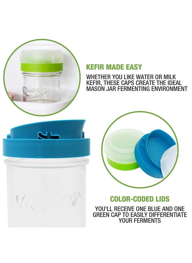 Masontops - Masontops kefir lid mason jar lids wide mouth mason jar lids living culture grain drainer starter kit for home fermentation 2 packs - Image 1