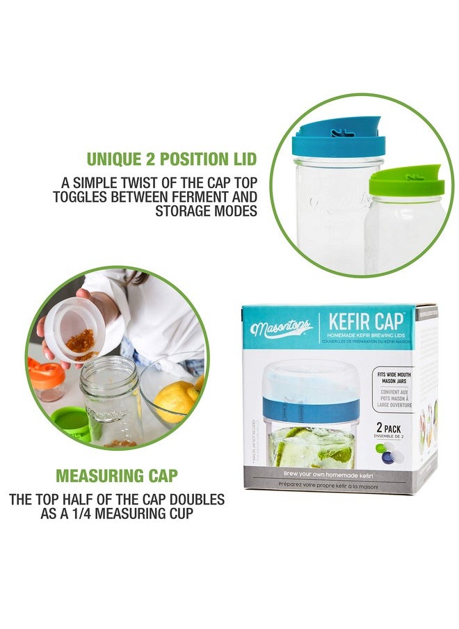 Masontops - Masontops kefir lid mason jar lids wide mouth mason jar lids living culture grain drainer starter kit for home fermentation 2 packs - Image 1