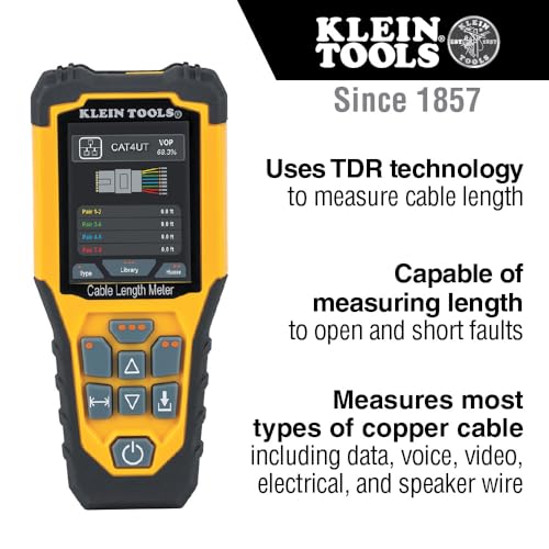 Klein Tools جهاز اختبار الكابلات Klein Tools 501-915، مقياس طول الكابل TDR يقيس الكابلات الكهربائية، البيانات، ثنائية الأسلاك وكابلات رومكس، يشمل الأسلاك، حقيبة حمل - Image 2