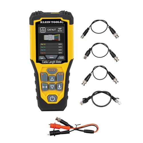 Klein Tools جهاز اختبار الكابلات Klein Tools 501-915، مقياس طول الكابل TDR يقيس الكابلات الكهربائية، البيانات، ثنائية الأسلاك وكابلات رومكس، يشمل الأسلاك، حقيبة حمل - Image 1