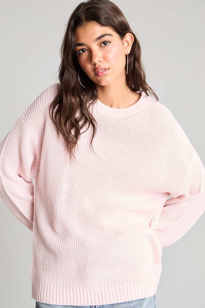 DeFacto Pink Woman Regular Fit Crew Neck Basic Knit Pullover Casual - Image 3