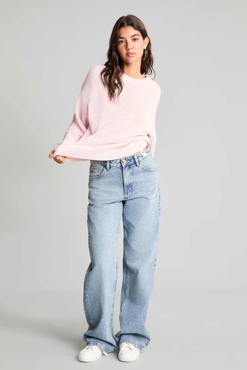 DeFacto Pink Woman Regular Fit Crew Neck Basic Knit Pullover Casual - Image 2