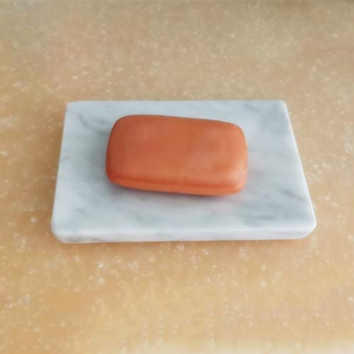 StonePlus Natural Smooth Real Marble Soap Dish/Facial Sponge Holder/Bathroom Makeup Sponge Tray with Draining Hole (White Carrara) - Image 4