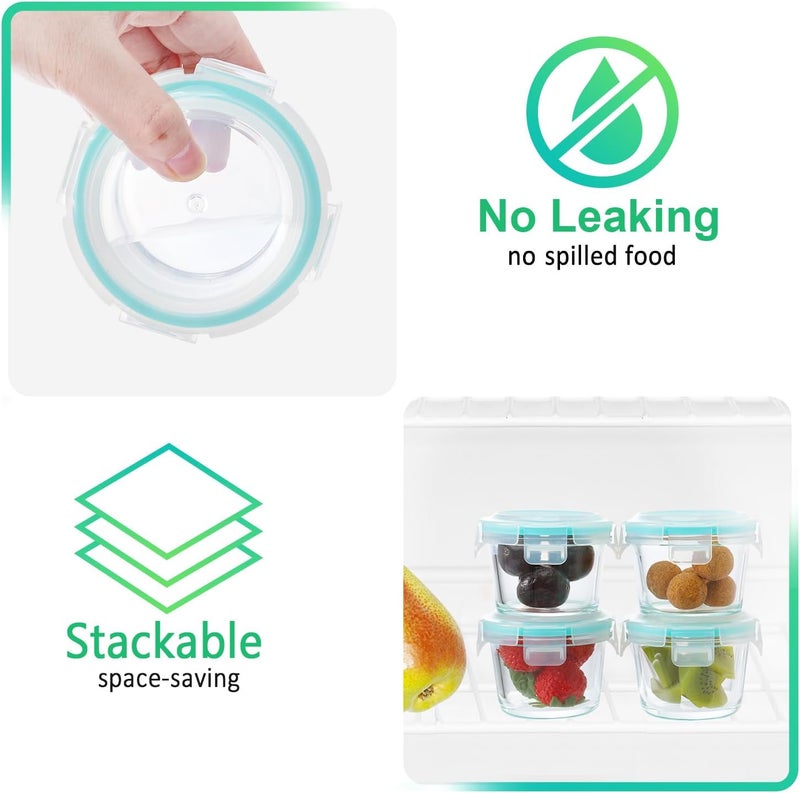 M MCIRCO [12-Pack, 5oz]Mini Glass Food Storage Containers, Small Glass Jars with BPA-Free Locking Lids, Food containers, Airtight, Freezer, Microwave, Oven & Dishwasher Friendly - Image 5