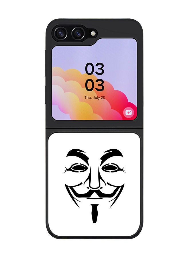 Stylizedd Rugged Black edge case for Samsung Galaxy Z Flip5, Slim fit Soft Case Flexible Rubber Edges Anti Drop TPU Gel Thin Cover -  Vendetta Mask - Image 1