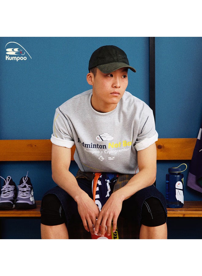 Kumpoo Uni Badminton T-shirt Crying Center Collaboration Series Short Sleeve Dct251614 Heather Gray M - Image 1