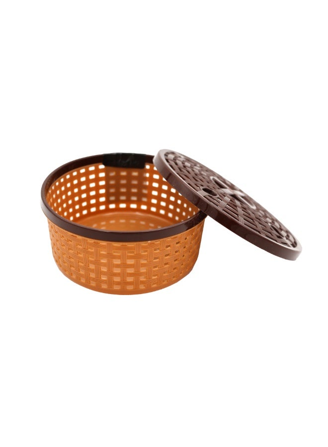 IDEAL PACK Nakoda Coco Oval Shape Plastic Storage Basket with Lid | Rattan Design Multipurpose Organizer for Home, Kitchen & Office | Lightweight, Stackable & Durable - Image 5